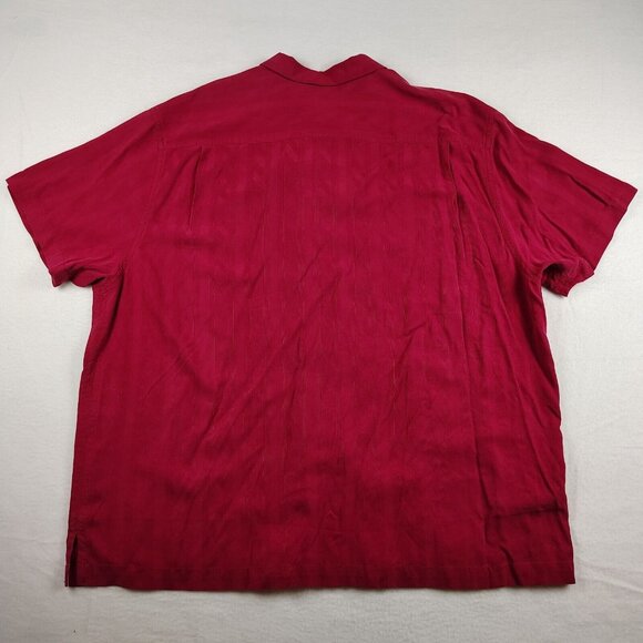 Tommy Bahama 100% Silk Red Button Down Shirt Island Modern Fit Sz 2XL - Picture 2 of 10